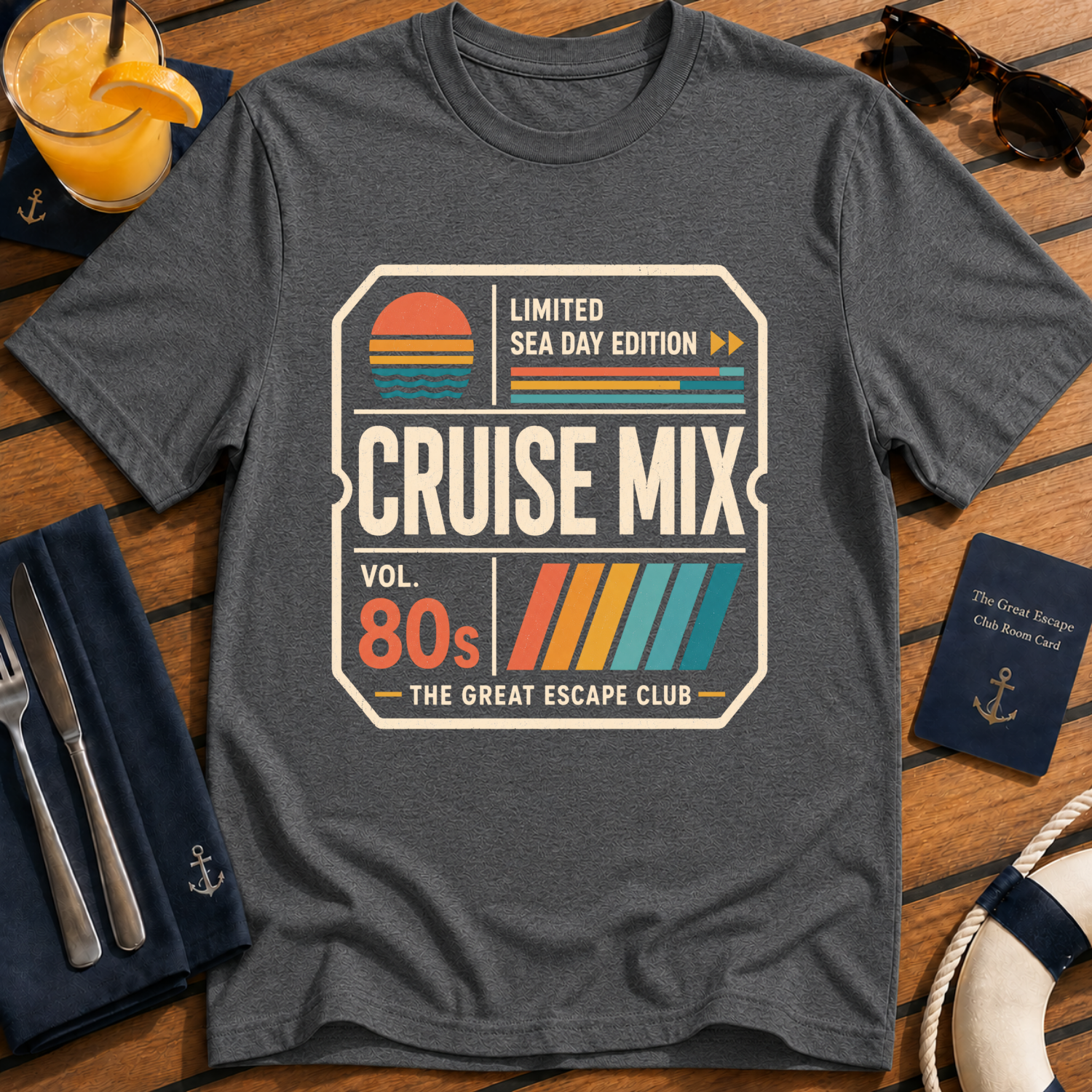 80s Cruise Mix retro cruise t-shirt design on Dark Heather shirt