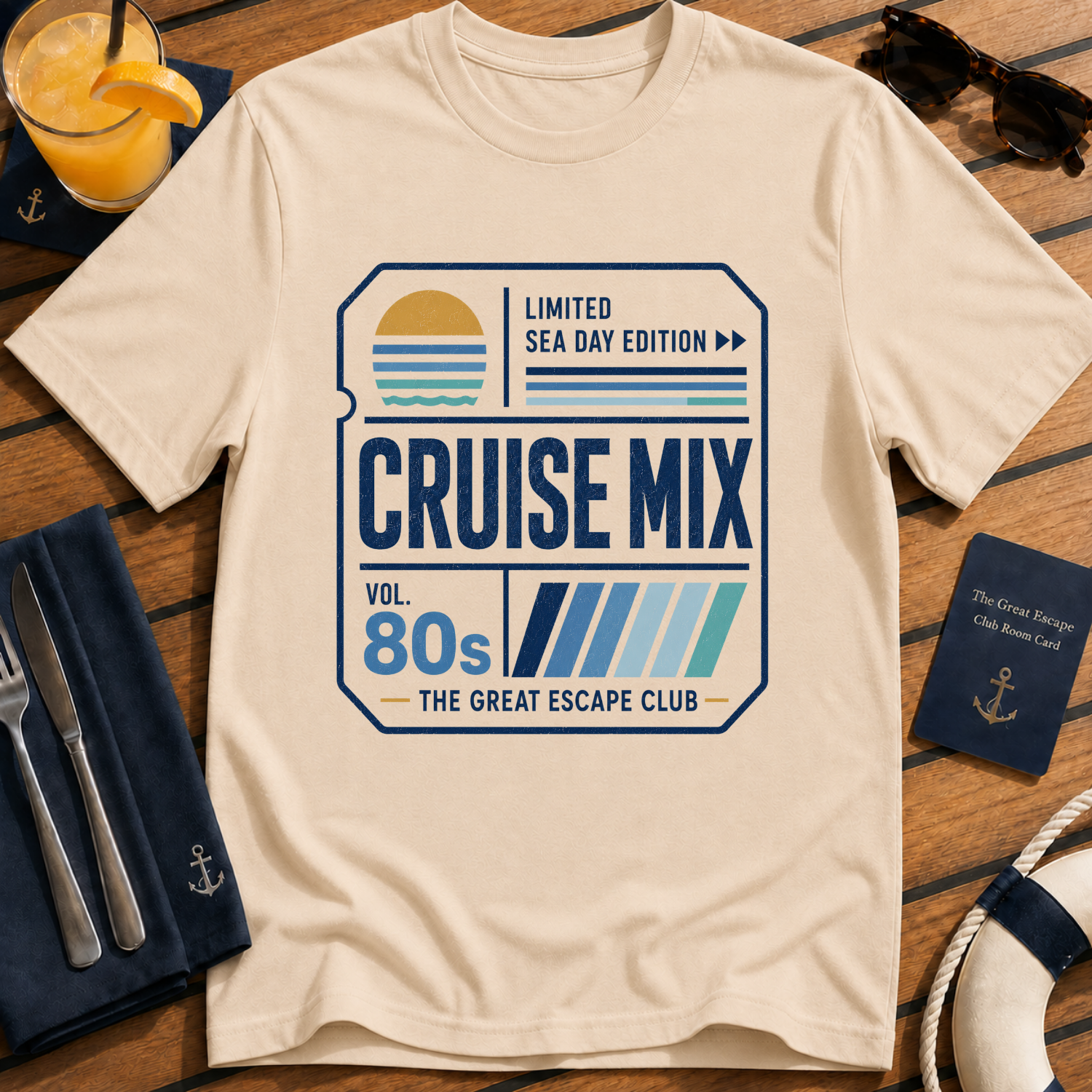 80s Cruise Mix retro cruise t-shirt design on Natural shirt