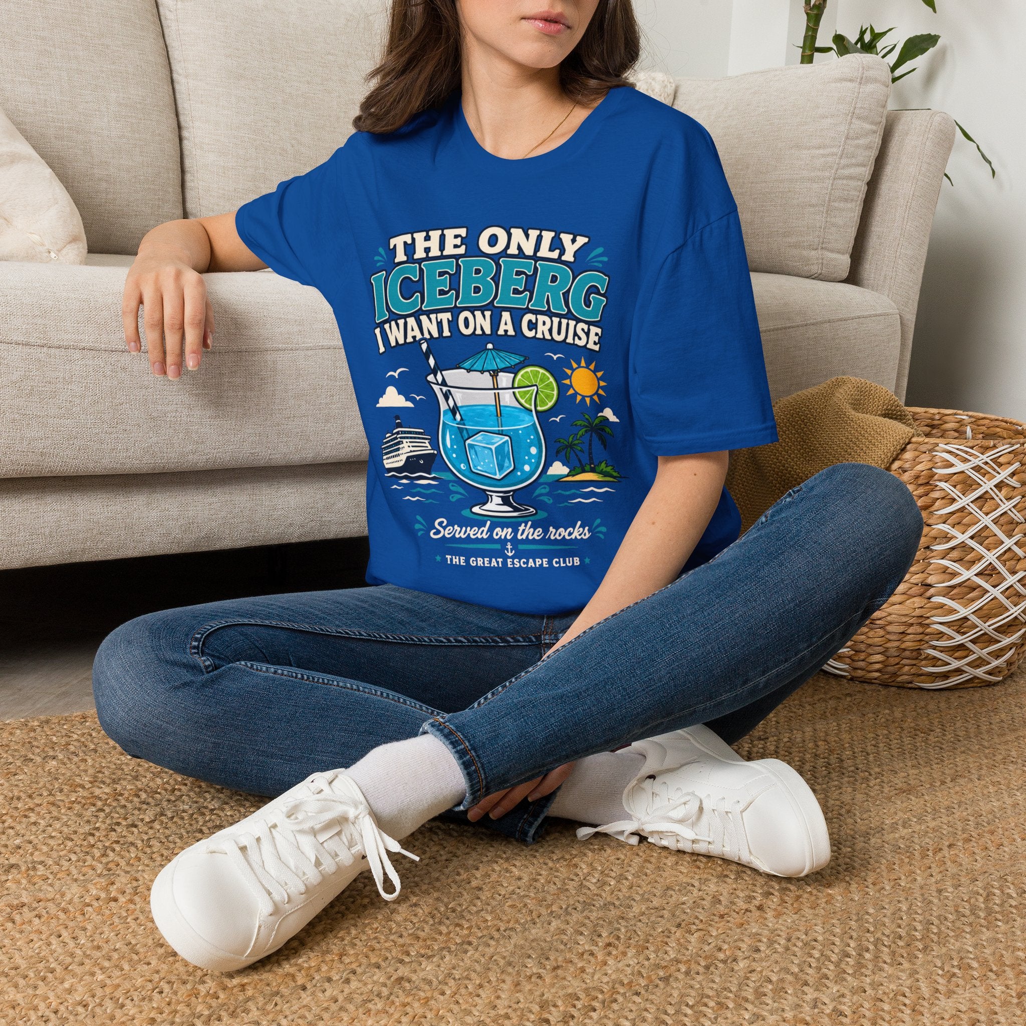 Cruise Vacation T-Shirt — "The Only Iceberg I Want on a Cruise" Tropical Cocktail Tee