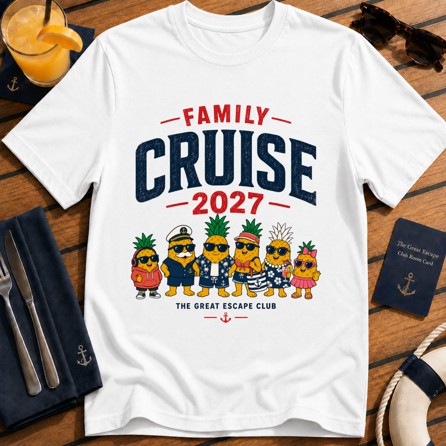 Family Cruise 2027 matching family cruise t-shirt for group trips, sea days, boarding photos, reunion cruises, cruise gifts, family holidays and outfits.