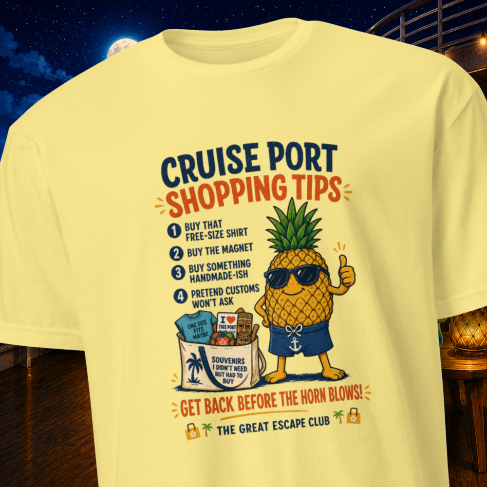 Cruise Port Shopping Tips Hank the Pineapple T-Shirt