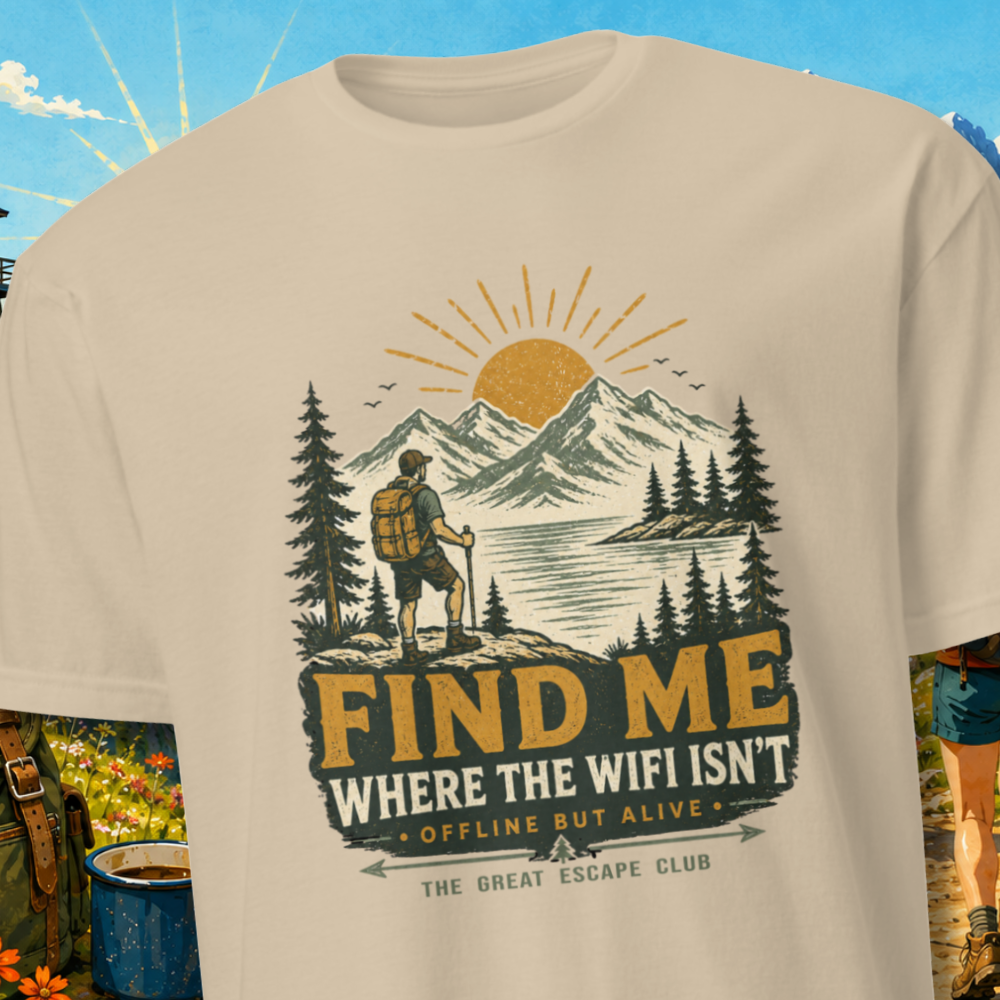 Find me where the wifi isn't Unisex T-Shirt