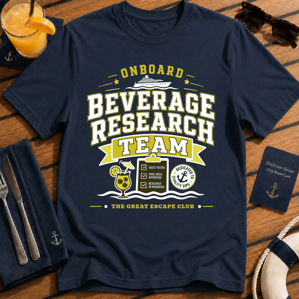 Onboard Beverage Research Team Cruise T-Shirt, Matching Group or Solo Holiday Tee