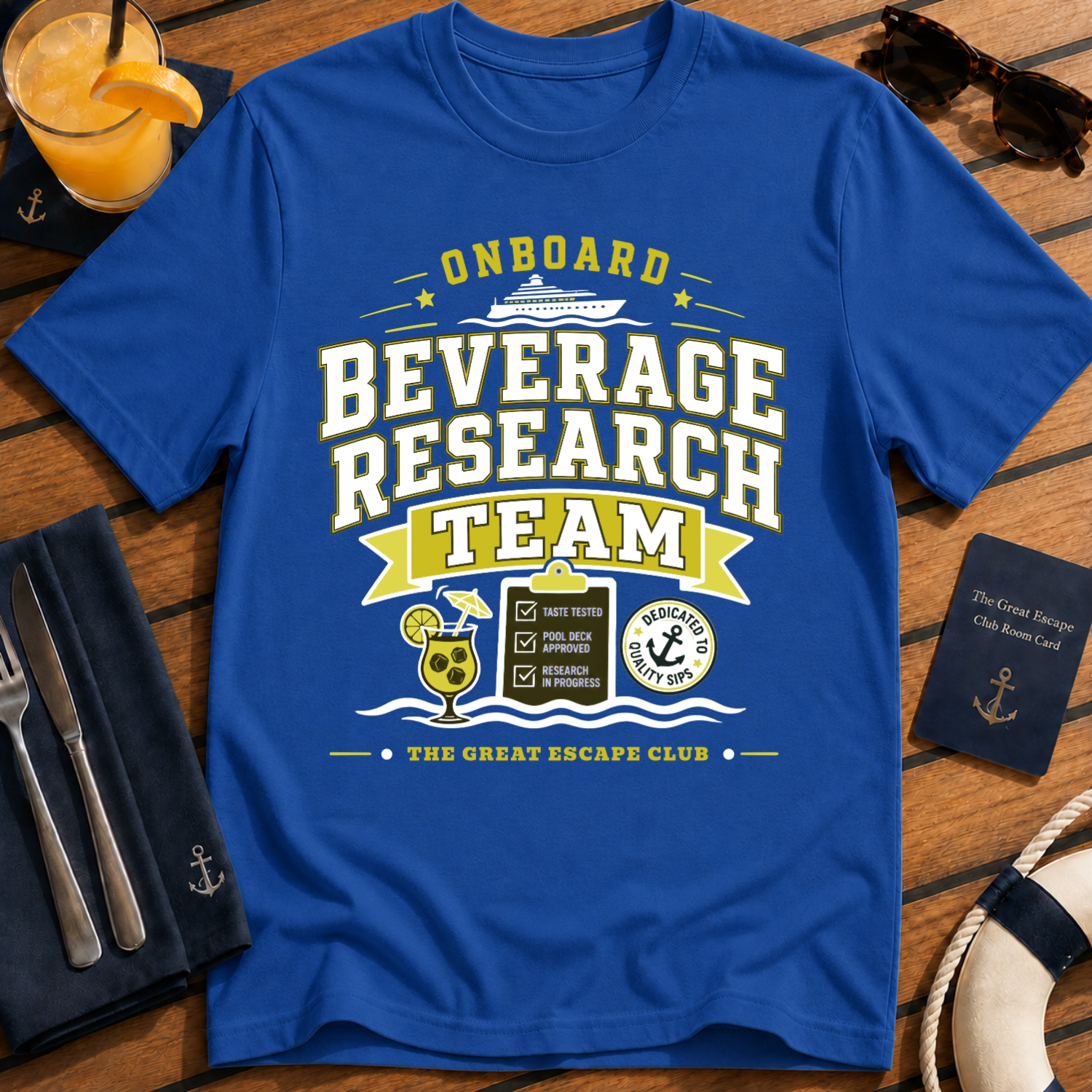 Onboard Beverage Research Team Cruise T-Shirt, Matching Group or Solo Holiday Tee
