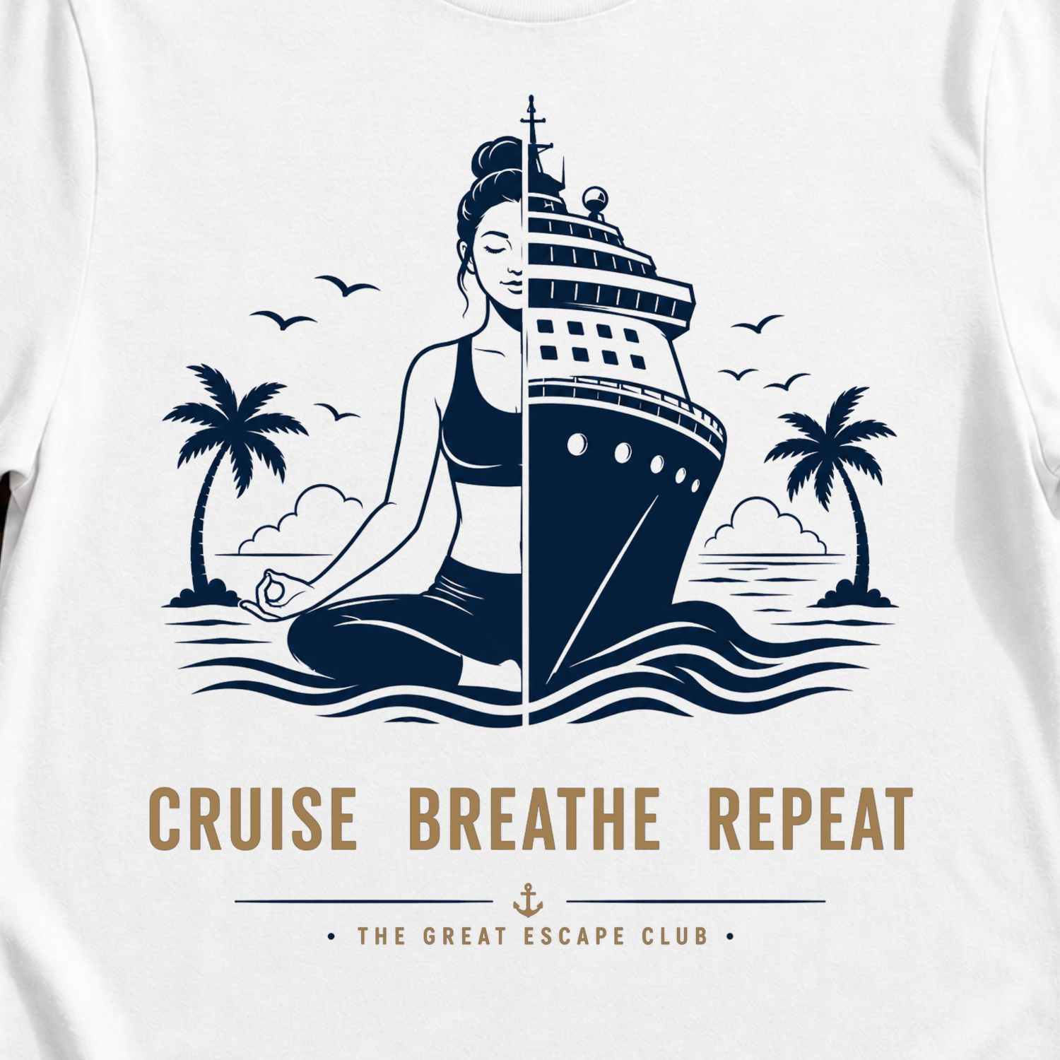 Cruise Breathe Repeat T-Shirt - Nautical Vacation Graphic Tee