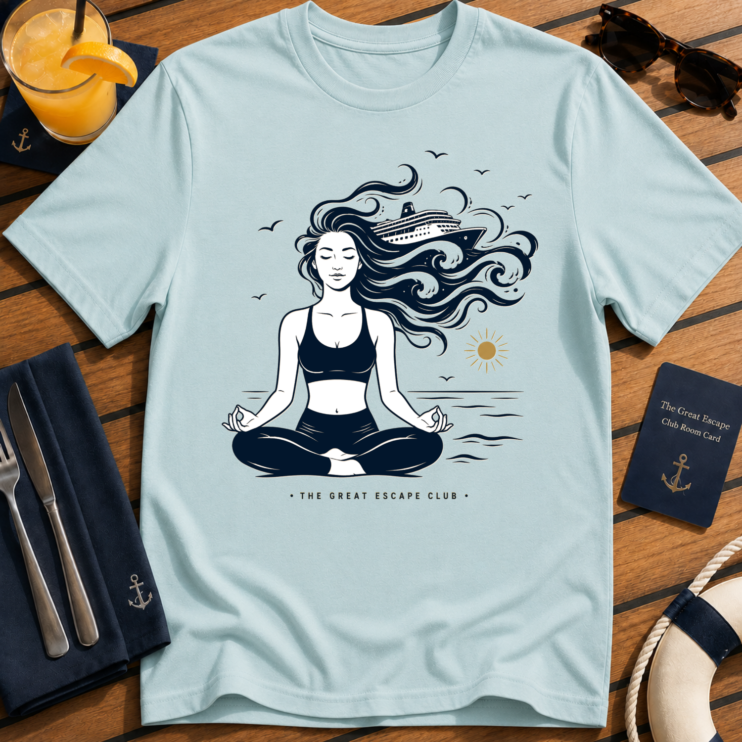 Already Mentally At Sea funny cruise t-shirt design on Light Blue shirt
