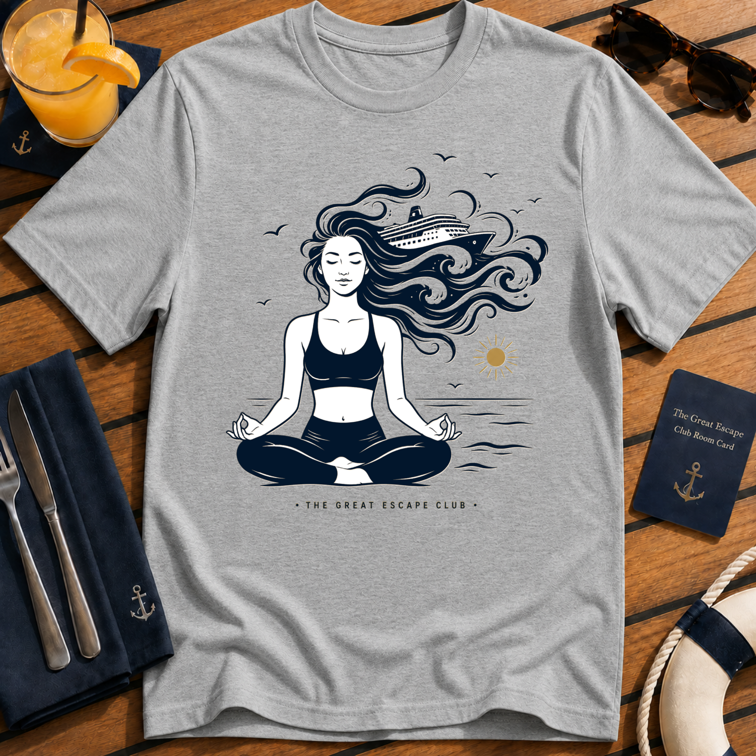 Already Mentally At Sea funny cruise t-shirt design on Sport Grey shirt