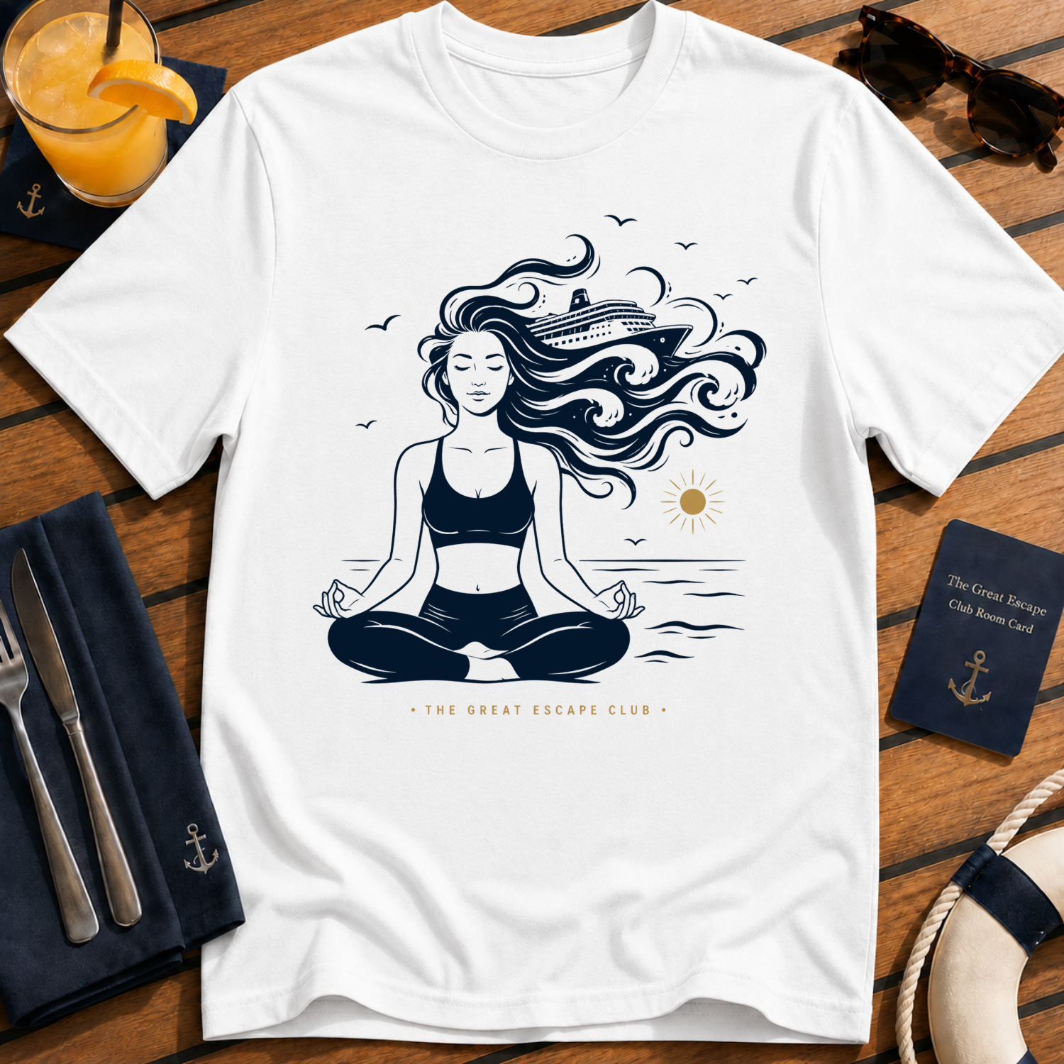 Already Mentally At Sea funny cruise t-shirt design on White shirt