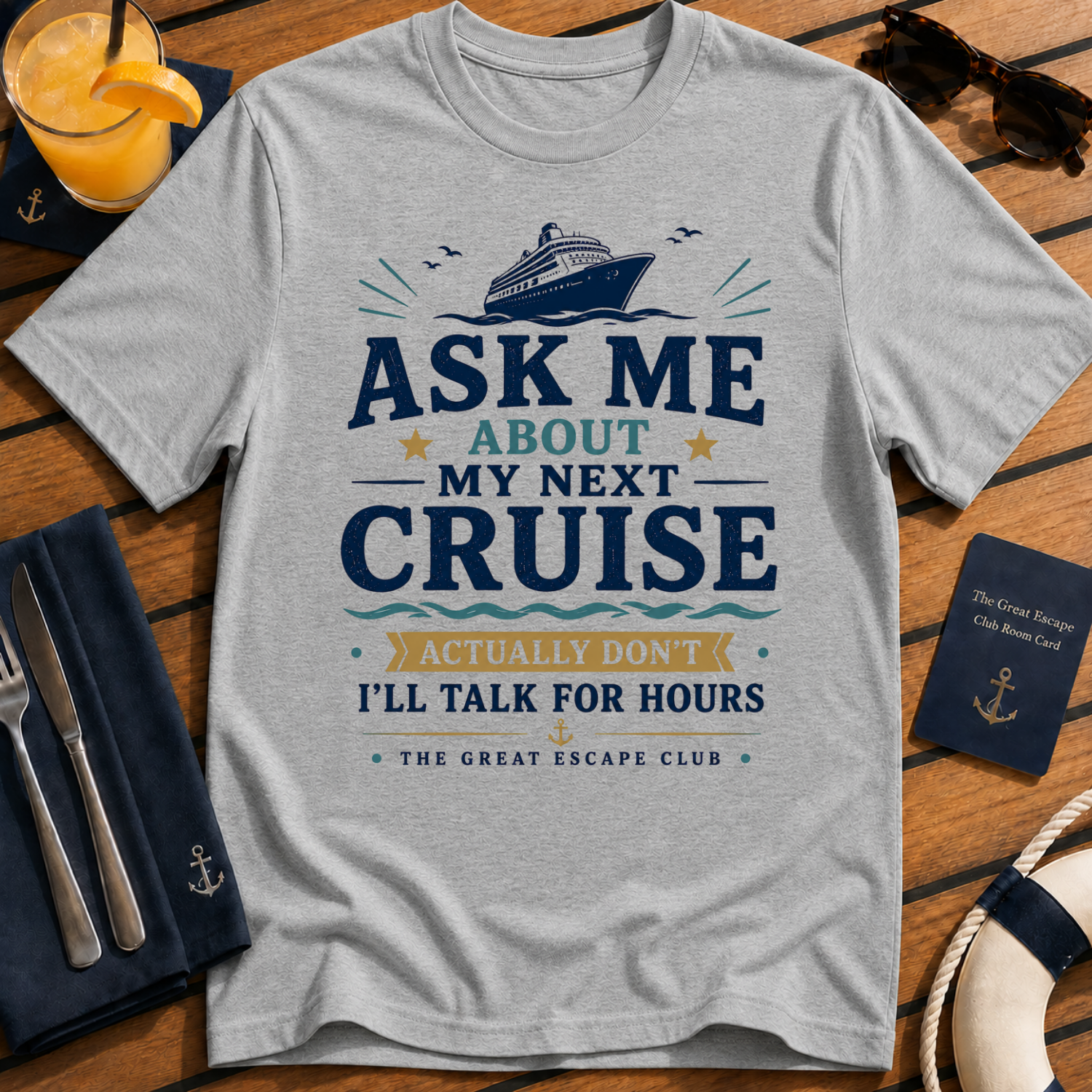 Ask Me About My Next Cruise funny cruise t-shirt design on Sport Grey shirt