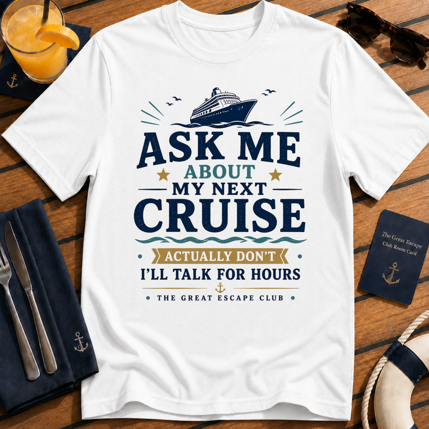 Ask Me About My Next Cruise funny cruise t-shirt design on White shirt