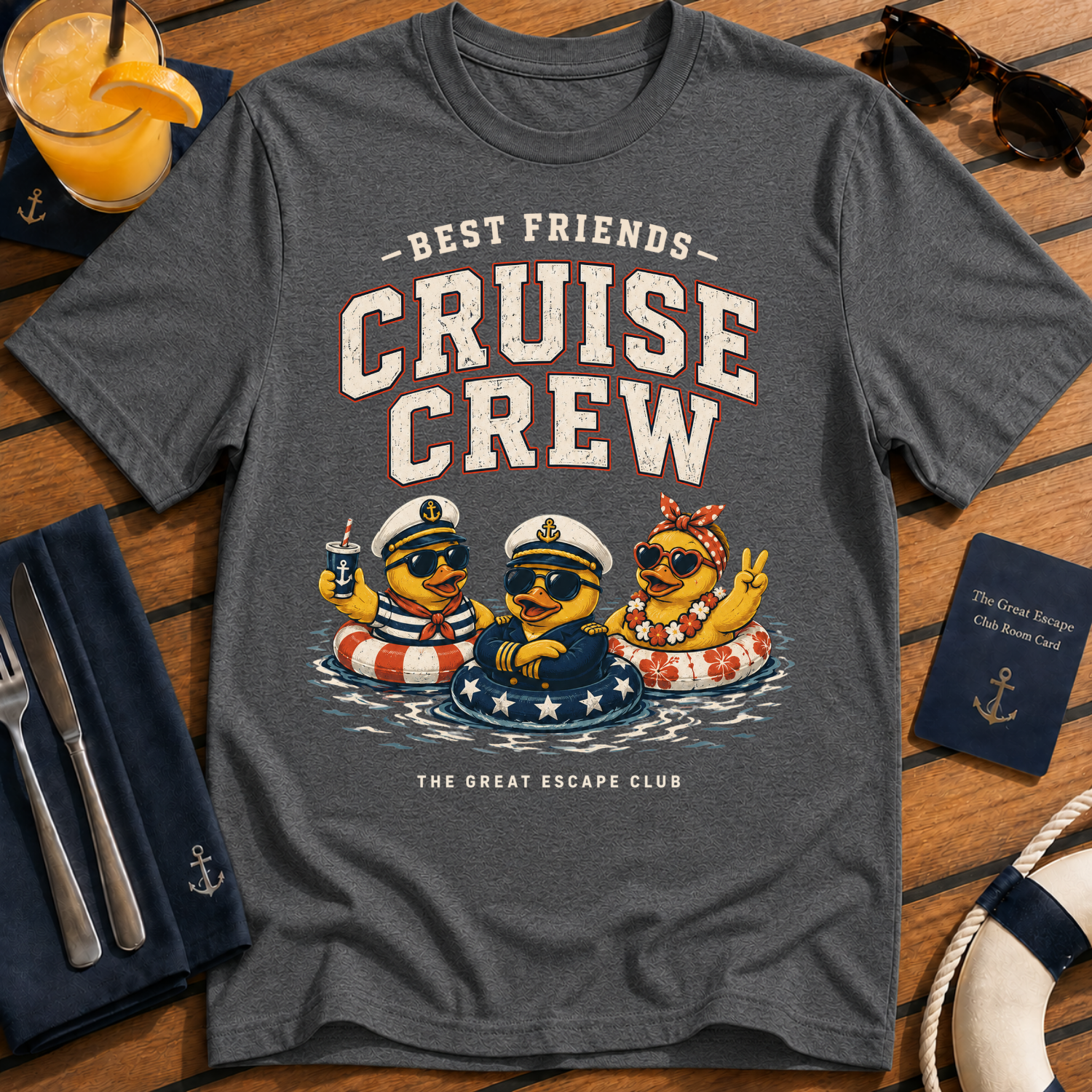 Best Friends Cruise Crew matching best friends cruise t-shirt design on Dark Heather shirt