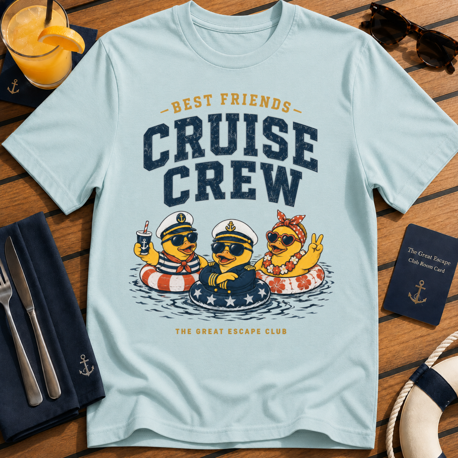 Best Friends Cruise Crew matching best friends cruise t-shirt design on Light Blue shirt