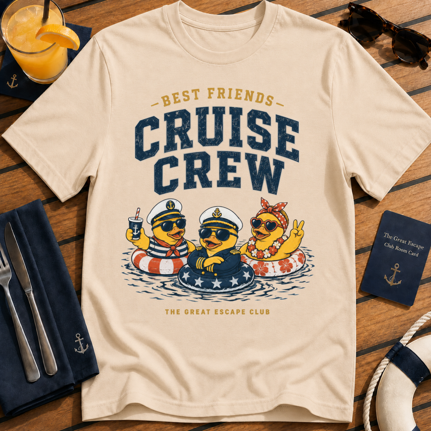 Best Friends Cruise Crew matching best friends cruise t-shirt design on Natural shirt
