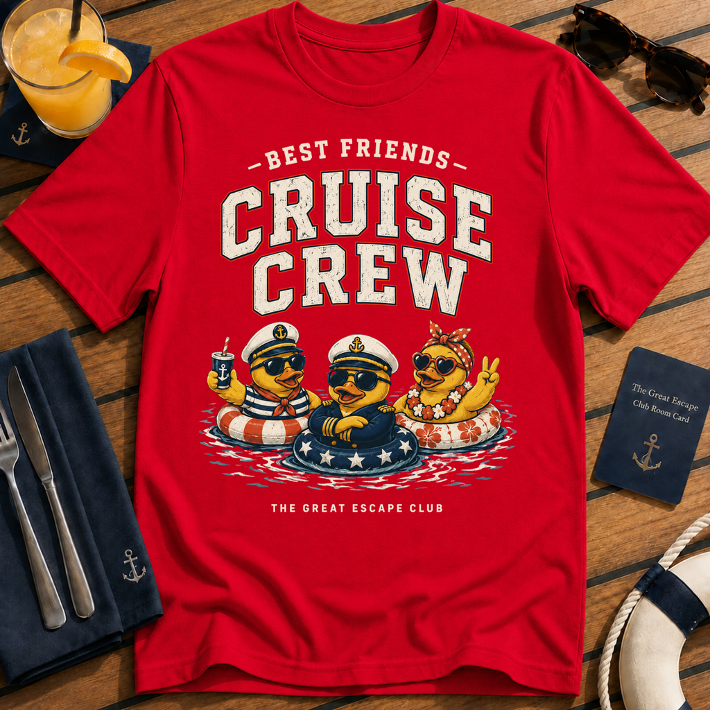 Best Friends Cruise Crew matching best friends cruise t-shirt design on Red shirt