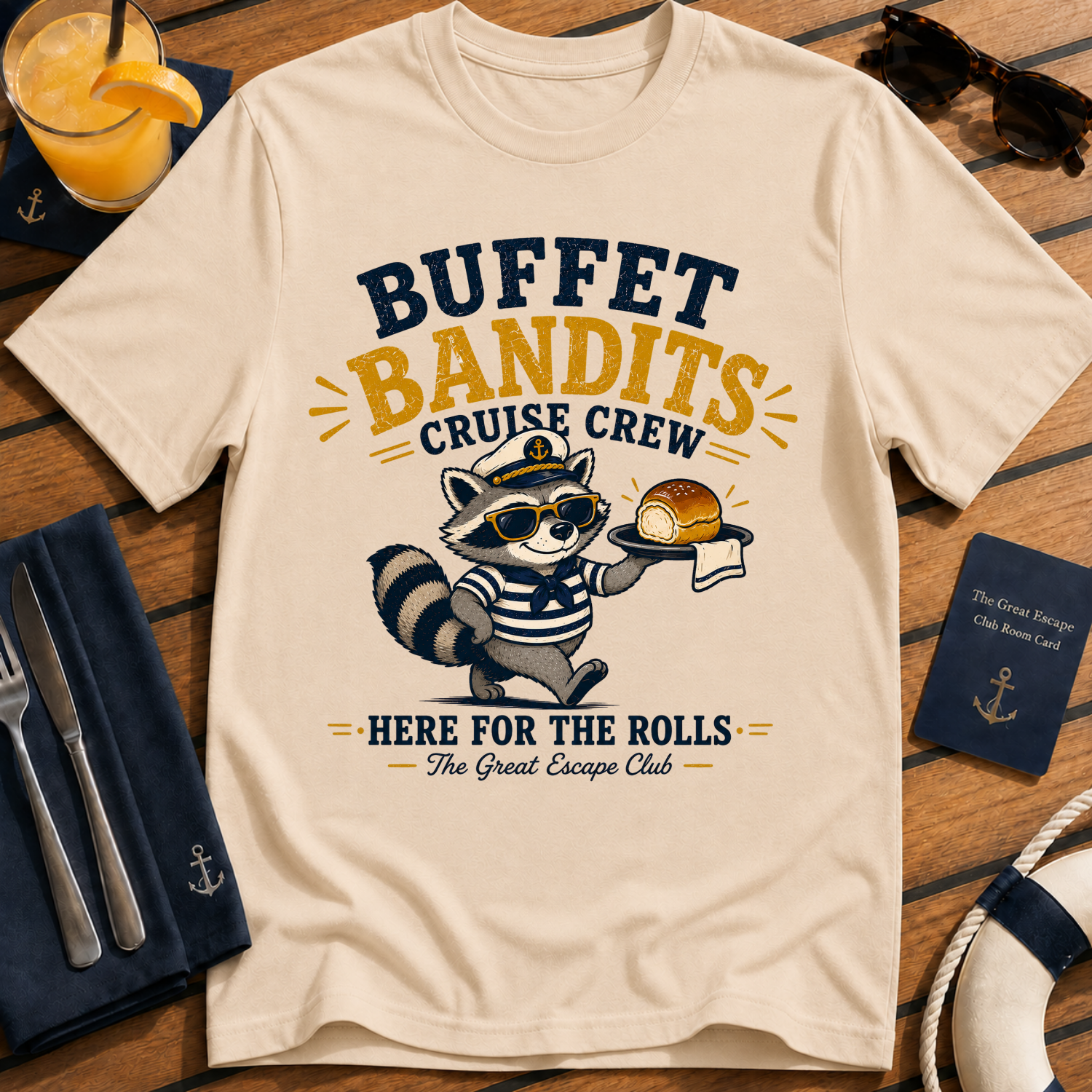 Buffet Bandits Cruise Crew funny cruise buffet t-shirt design on Natural shirt