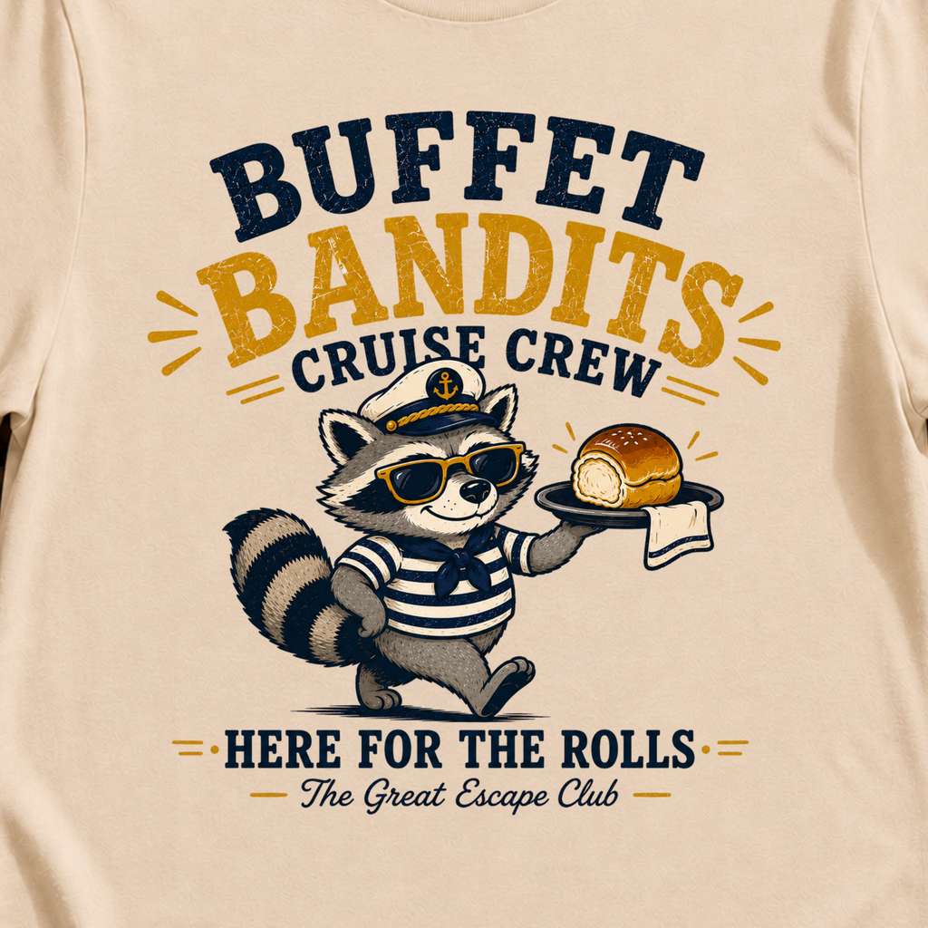 Buffet Bandits Cruise Crew funny cruise buffet t-shirt design on Natural shirt