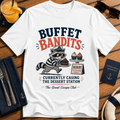 Buffet Bandits funny cruise dessert station t-shirt design on White shirt