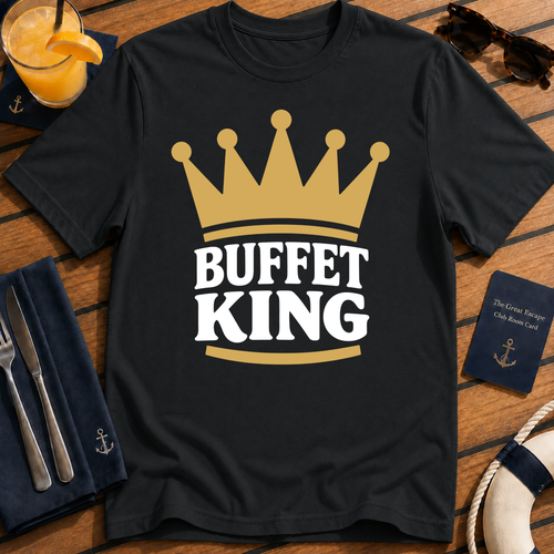 Buffet King funny cruise buffet t-shirt design on Black shirt