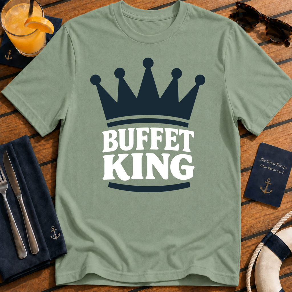 Buffet King funny cruise buffet t-shirt design on Sage shirt