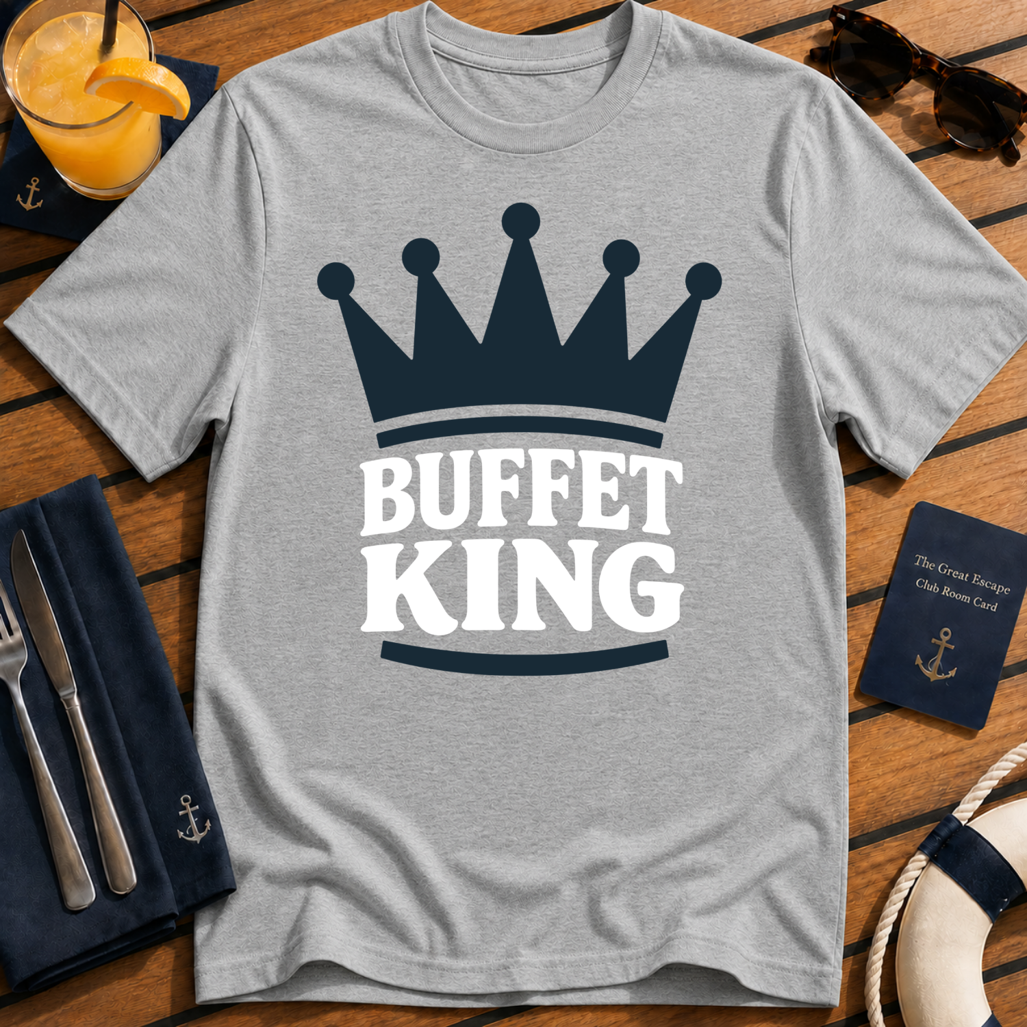 Buffet King funny cruise buffet t-shirt design on Sport Grey shirt