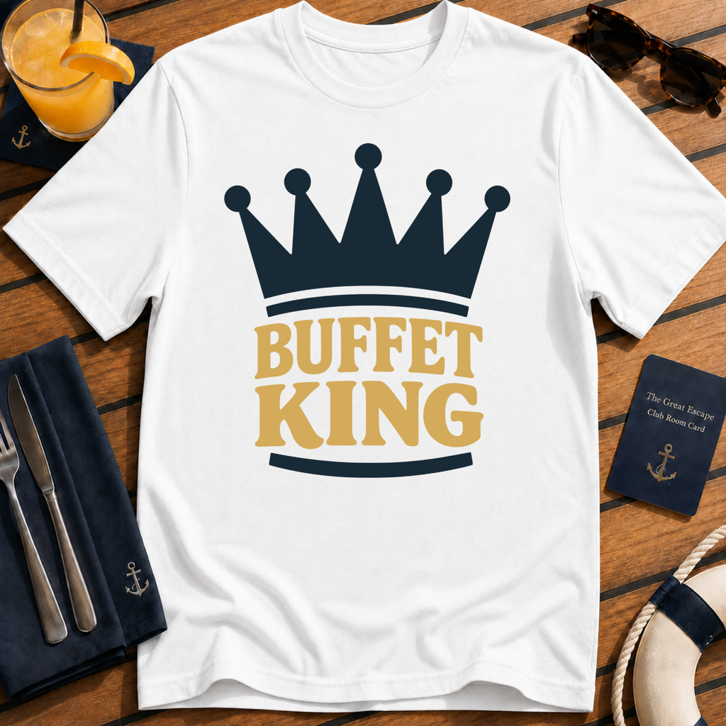 Buffet King funny cruise buffet t-shirt design on White shirt