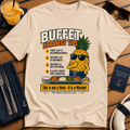 Funny cruise buffet natural tan t-shirt for foodies, snack lovers and sea day legends. Perfect for cruise vacations, matching groups and holiday buffet tactics.