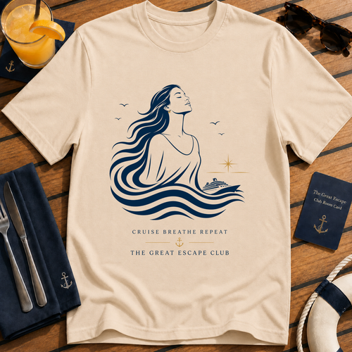 Cruise Breathe Repeat calm ocean cruise t-shirt design on Natural shirt