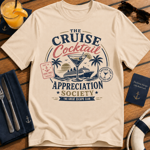 Cruise Cocktail Appreciation Society cruise cocktail t-shirt design on Natural shirt