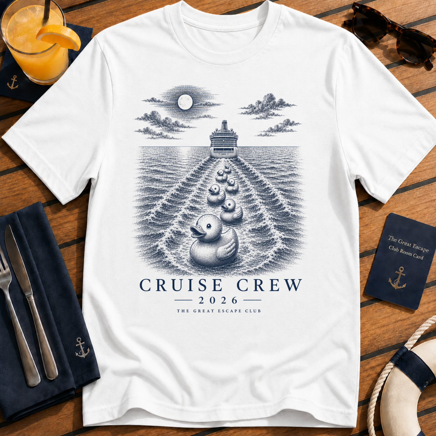 Cruise Crew 2026 Cruise Ducks matching cruise duck t-shirt design on White shirt
