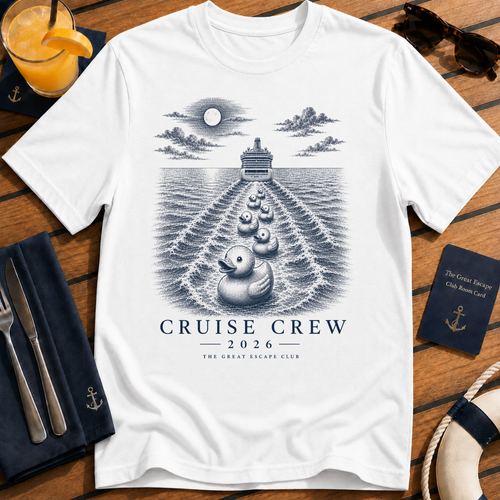 Cruise Crew 2026 Cruise Ducks matching cruise duck t-shirt design on White shirt