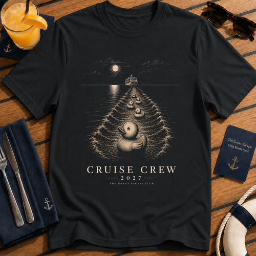 Cruise Crew 2027 Cruise Ducks matching cruise duck t-shirt design on Black shirt