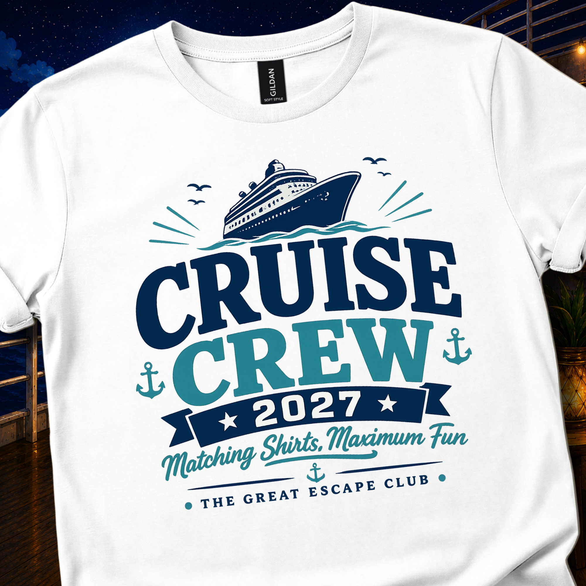 Cruise Crew 2027 Matching Shirts Maximum Fun Unisex T-Shirt, Family Cruise Vacation Shirt, Group Cruise Trip Tee for Cruise Crew Members | The Great Escape Club