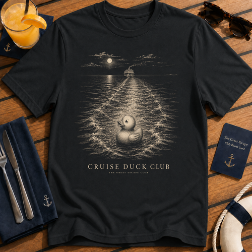 Cruise Duck Club cruise duck t-shirt design on Black shirt