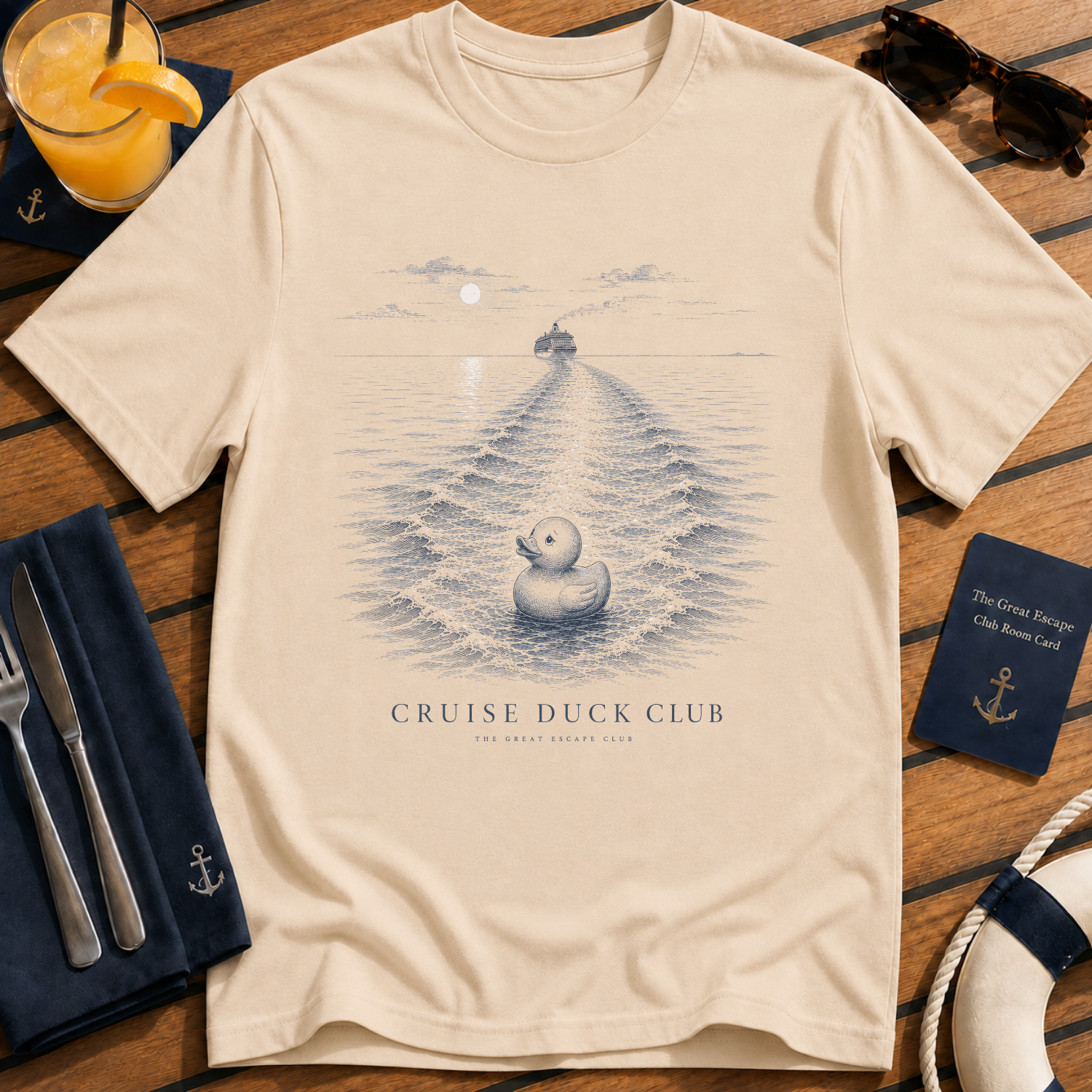Cruise Duck Club cruise duck t-shirt design on Natural shirt