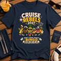 Cruise Rebels 2027 matching navy cruise t-shirt for groups, families, solo sailors and holiday crews by The Great Escape Club