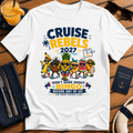 Cruise Rebels 2027 matching white cruise t-shirt for groups, families, solo sailors and holiday crews by The Great Escape Club