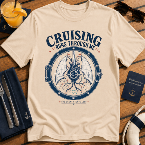 Cruising Runs Through Me funny cruise t-shirt design on Natural shirt