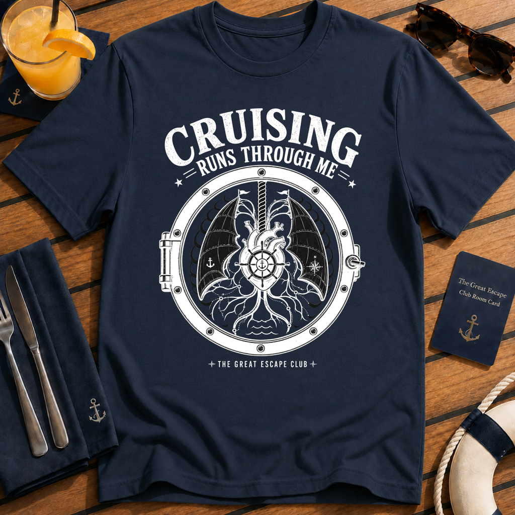 Cruising Runs Through Me funny cruise t-shirt design on Sport Grey shirt