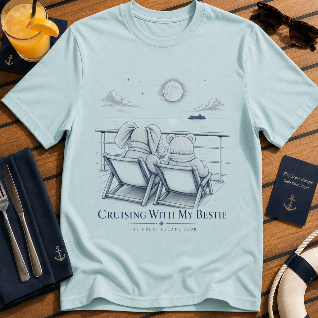 Cruising With My Bestie matching best friend cruise t-shirt design on Light Blue shirt