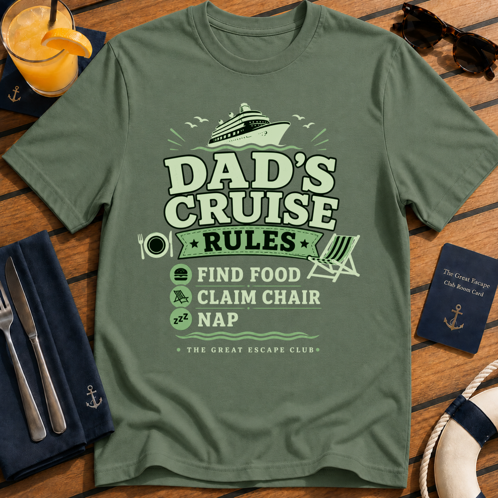Dad’s Cruise Rules funny cruise dad t-shirt design on Military Green shirt