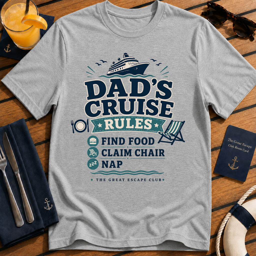 Dad’s Cruise Rules funny cruise dad t-shirt design on Sport Grey shirt