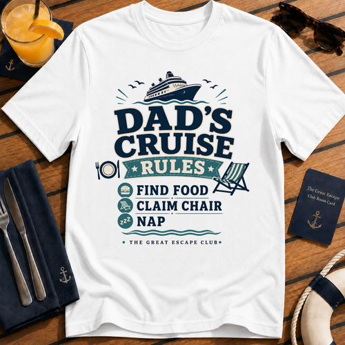 Dad’s Cruise Rules funny cruise dad t-shirt design on White shirt