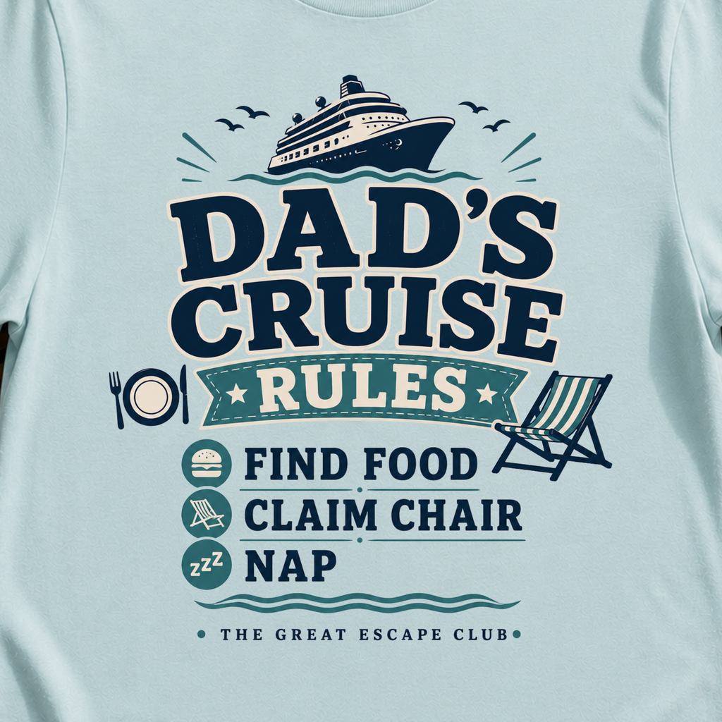 Dad’s Cruise Rules funny cruise dad t-shirt design on Light Blue shirt