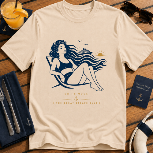 Drift Mode calm ocean cruise t-shirt design on Natural shirt
