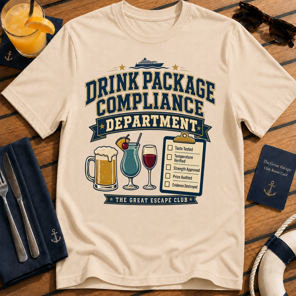 Drink Package Compliance Department t-shirt design on Natural shirt