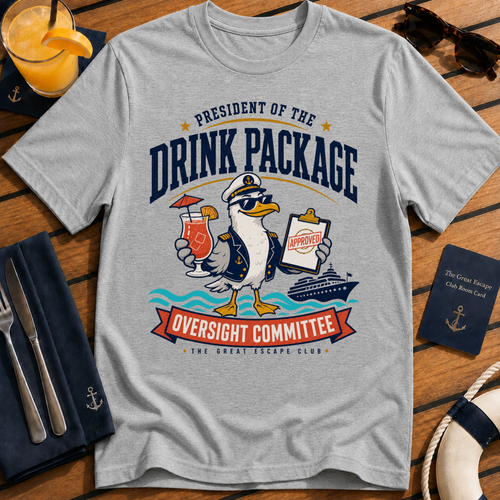 Drink Package Oversight Committee funny cruise t-shirt design on Sport Grey shirt