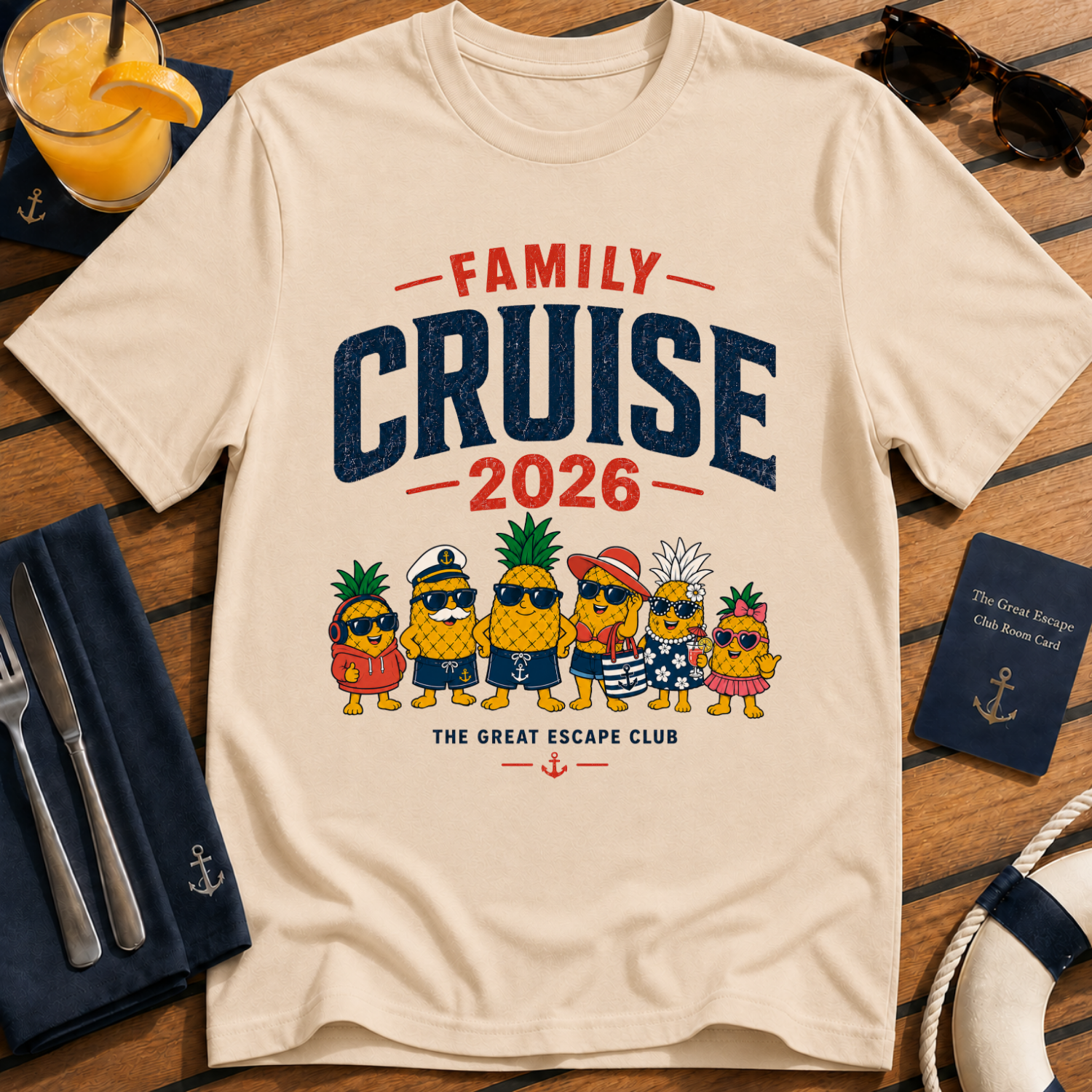 Family Cruise 2026 matching family cruise t-shirt design on Natural shirt