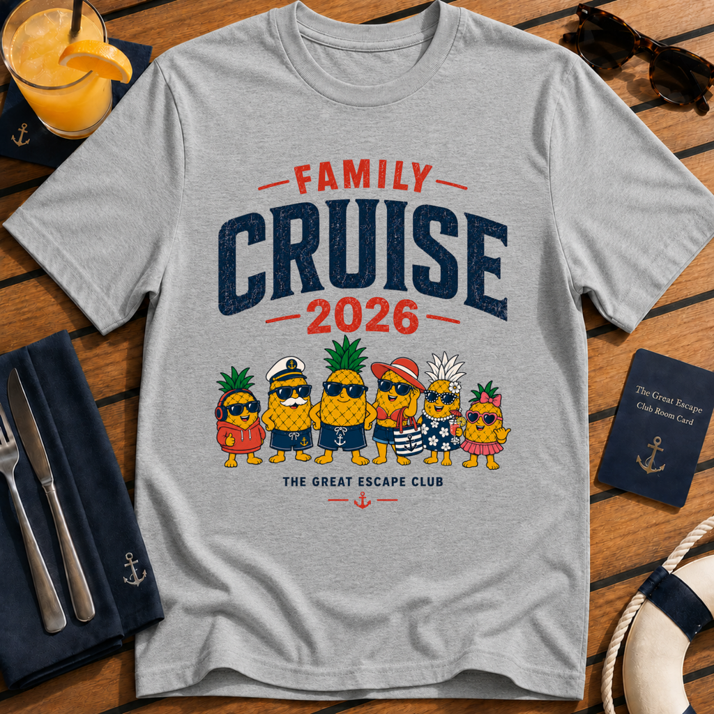 Family Cruise 2026 matching family cruise t-shirt design on Sport Grey shirt