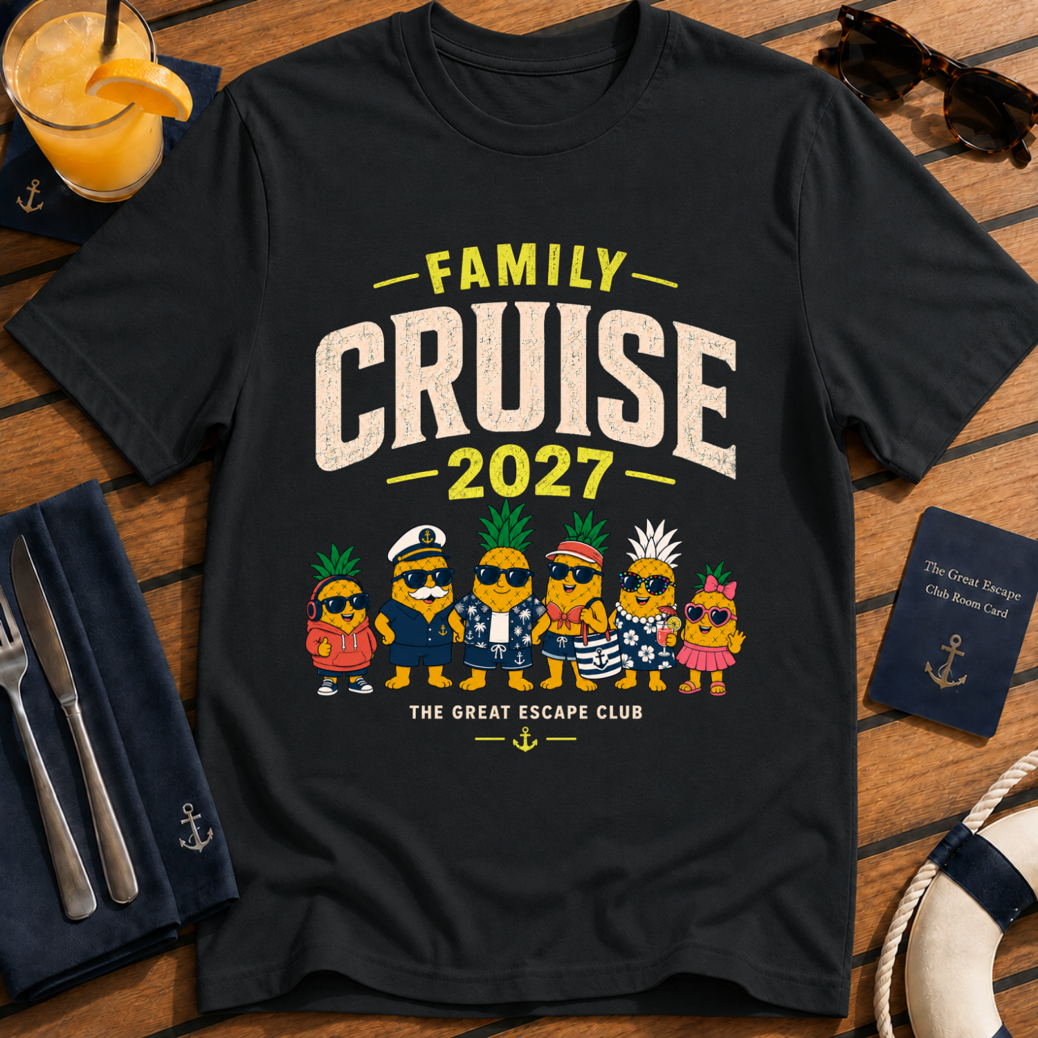 Family Cruise 2027 matching family cruise t-shirt design on Black shirt