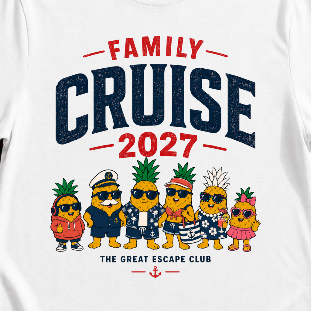 Family Cruise 2027 matching family cruise t-shirt design on White shirt
